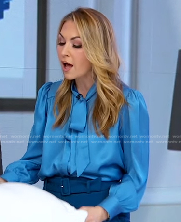 Lori’s blue tie neck blouse on Good Morning America