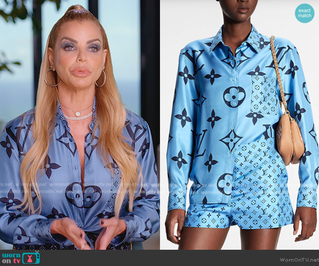 Louis Vuitton Sky Mixed Monogram Masculine Shirt worn by Alexia Echevarria (Alexia Echevarria) on The Real Housewives of Miami
