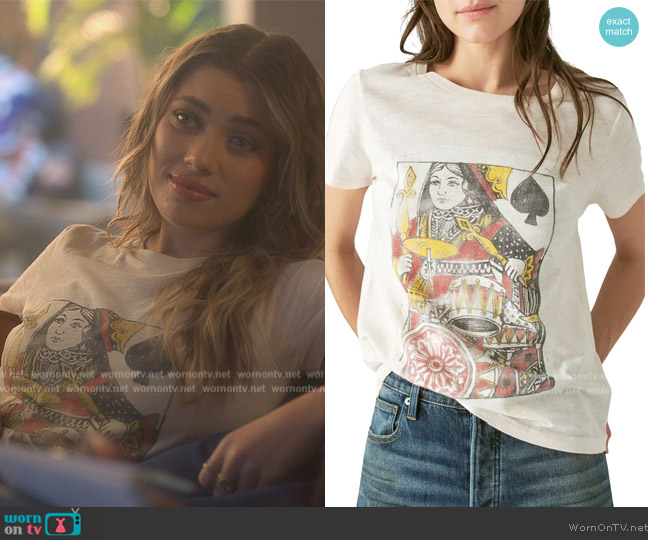 Lucky Brand Queen of Spades Cotton Graphic Tee worn by Lauryn (Amelie Zilber) on Grown-ish