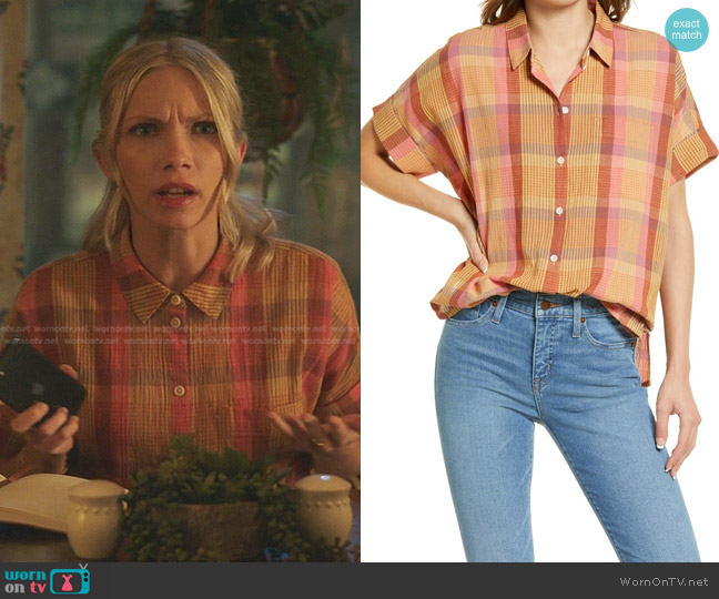 Madewell Daily Neon Madras Plaid Button-Up Shirt worn by Kate Keller (Tavi Gevinson) on Gossip Girl