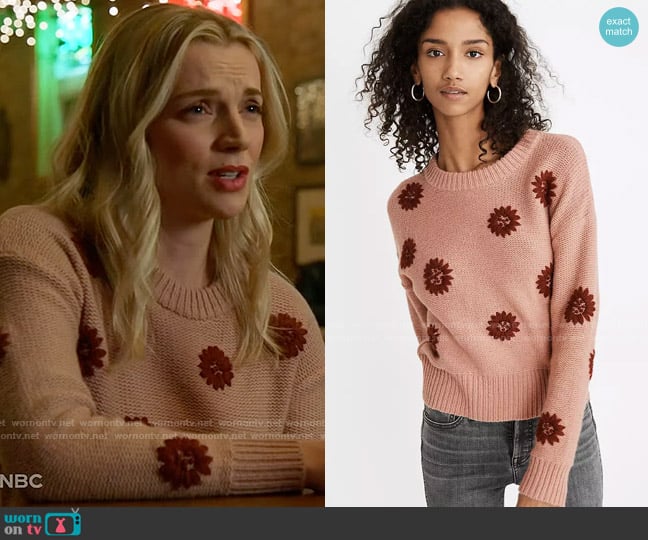 Madewell Flower Embroidered Pullover Sweater worn by Sylvie Brett (Kara Killmer) on Chicago Fire