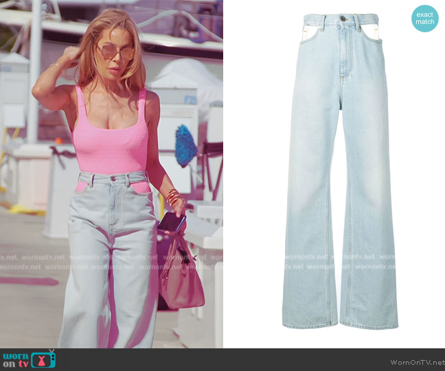 Maison Margiela Blue Cutout Jeans worn by Lisa Hochstein (Lisa Hochstein) on The Real Housewives of Miami