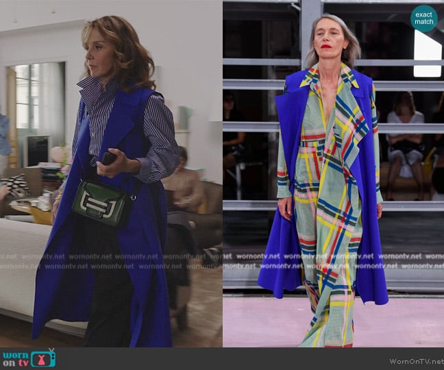 Maison Rabih Kayrouz Long Vest from Sprint 2019 worn by Sylvie (Philippine Leroy-Beaulieu) on Emily in Paris