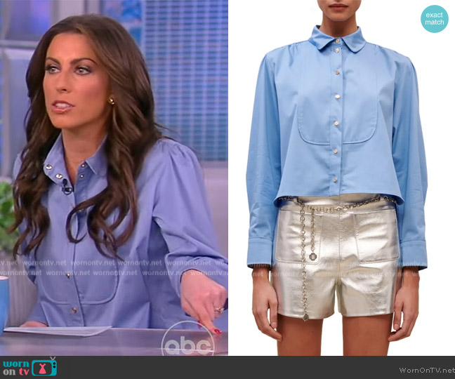 Maje Cinema Stretch Cotton Crop Blouse worn by Alyssa Farah Griffin on The View