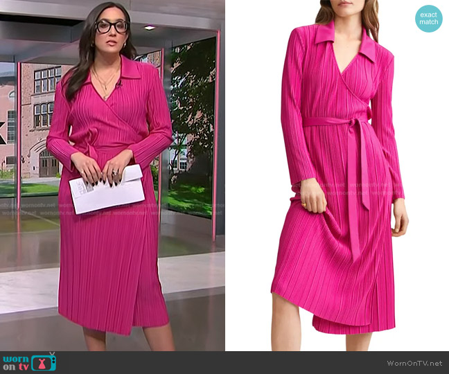 Mango Pleated Long Sleeve Wrap Dress worn by Savannah Sellers on NBC News Daily