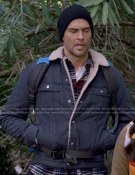 Max’s denim and shearling jacket on Call Me Kat
