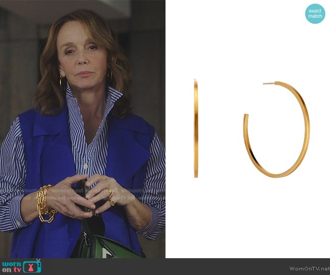 Mene Narrow Hoop Earrings worn by Sylvie (Philippine Leroy-Beaulieu) on Emily in Paris