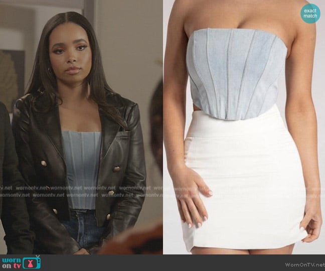 Meshki Denim Corset Top worn by Skye (Madison Shamoun) on All American