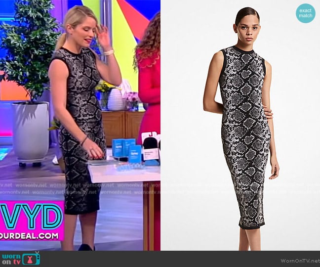 Michael Kors Python Jacquard Sheath Dress worn by Sara Haines on The View
