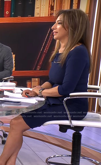 Michelle Miller’s navy blue cutout dress on CBS Mornings
