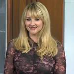 Melissa Rauch’s black floral ruffle dress by Today