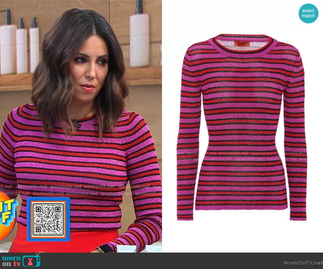 Missoni Striped Metallic Stretch-Knit Top worn by Cecilia Vega on Good Morning America