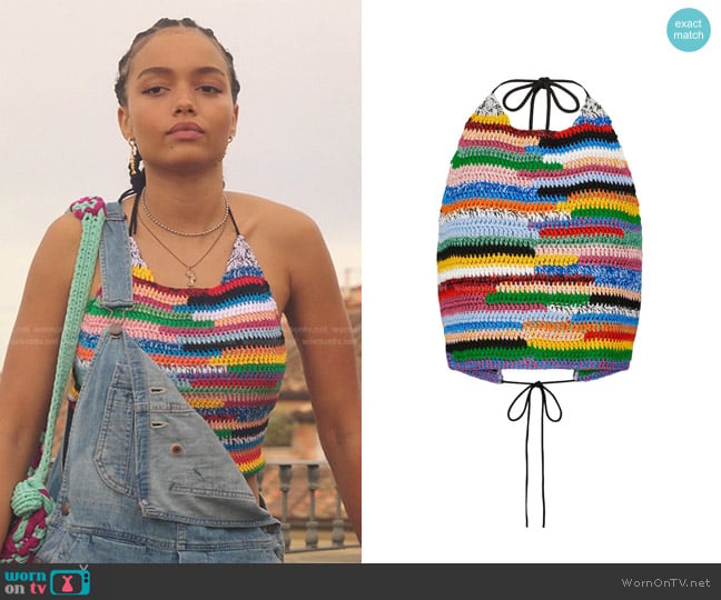 Miu Miu Crochet Halter Crop Top worn by Zoya Lott (Whitney Peak) on Gossip Girl