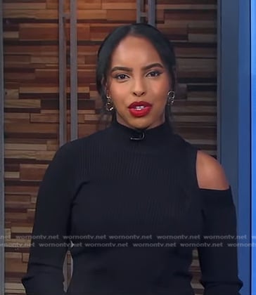 Mona’s black ribbed cutout dress on Good Morning America