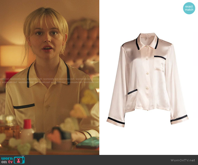 Morgan Lane Ruthie Silk Top worn by Audrey Hope (Emily Alyn Lind) on Gossip Girl