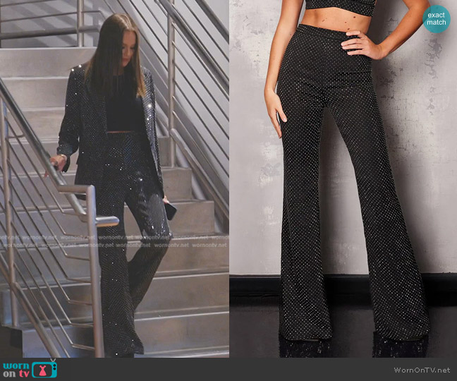 Nadine Merabi Kira Pants in Black worn by Meredith Marks on The Real Housewives of Salt Lake City