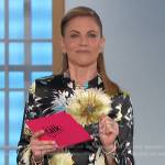 Natalie’s black floral print satin dress on The Talk