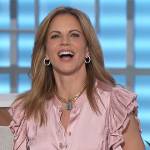Natalie’s pink ruffle top on The Talk