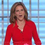 Natalie’s red ribbed top on The Talk