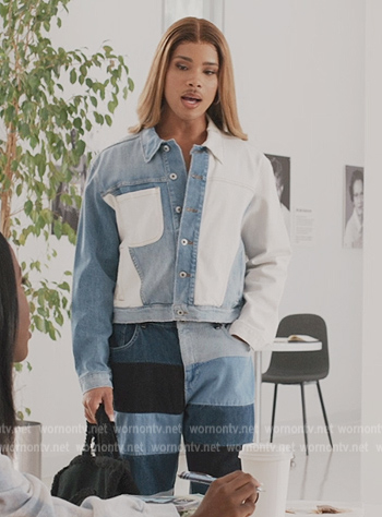 Nathaniel’s colorblock denim jacket on All American Homecoming