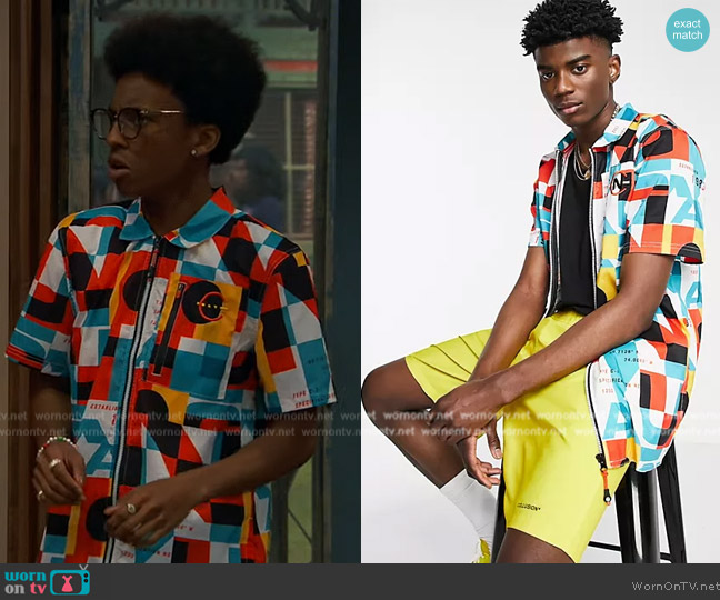 Nautica Competition frap set sports shirt in multi worn by Noah Lambert (Israel Johnson) on Bunkd