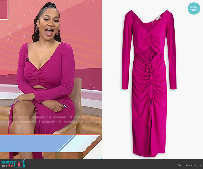 Nicholas Shayla ruched cutout stretch-jersey midi dress worn by La La Anthony on Today