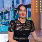 Nikki Bella’s black grid lace short sleeve dress on Good Morning America