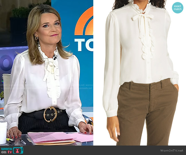 Nili Lotan Miera Ruffle Silk Blouse worn by Savannah Guthrie on Today