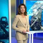 Norah beige blazer and pants on CBS Evening News