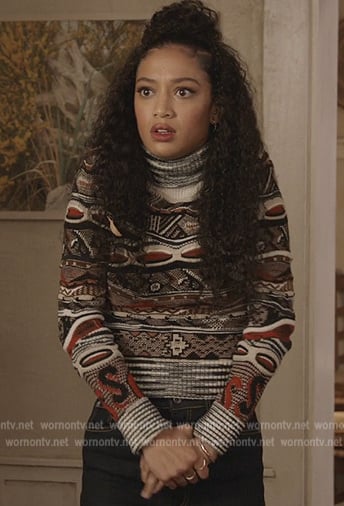 Olivia’s printed turtleneck sweater on All American