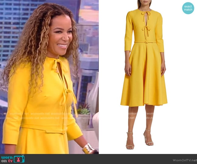 Oscar de la Renta Belted Tie-Neck Midi-Dress worn by Sunny Hostin on The View