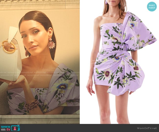 Oscar de la Renta Passionflower Print One-Shoulder Dress worn by Luna La (Zión Moreno) on Gossip Girl