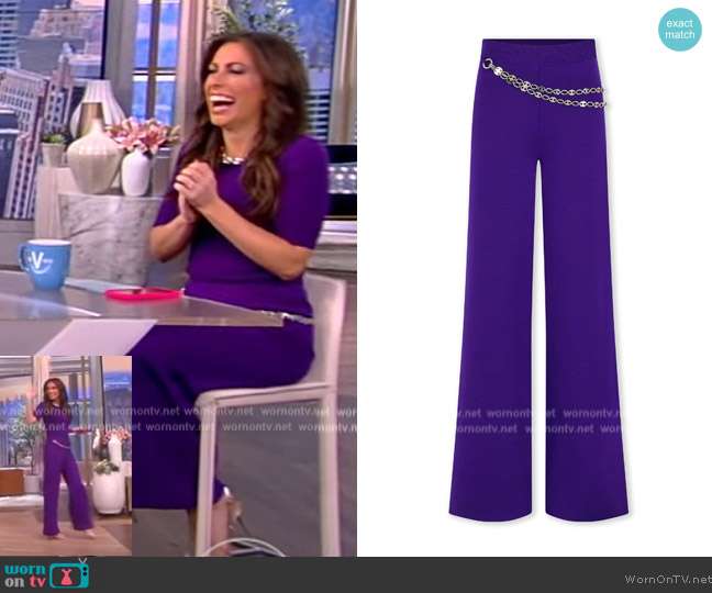 Paco Rabanne Chain-Detailed Wool Wide-Leg Pants worn by Alyssa Farah Griffin on The View