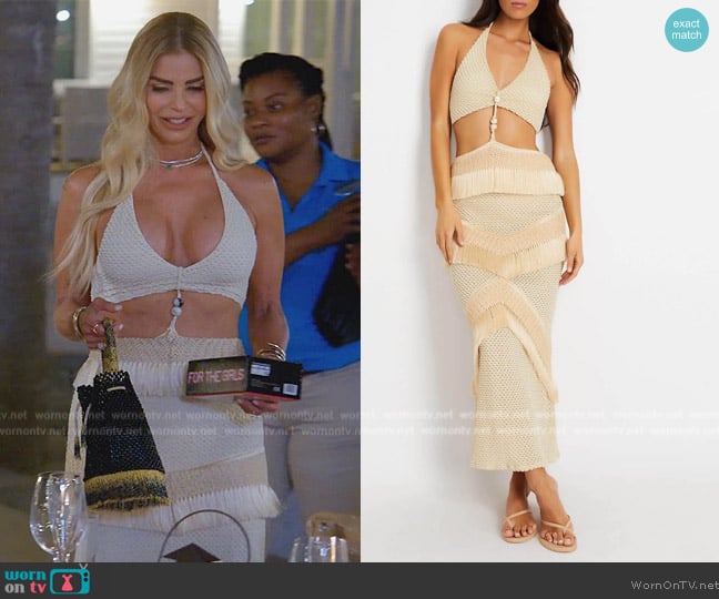 PatBo Fringe and Lace Sleeveless Cut-Out Maxi Dress worn by Alexia Echevarria (Alexia Echevarria) on The Real Housewives of Miami