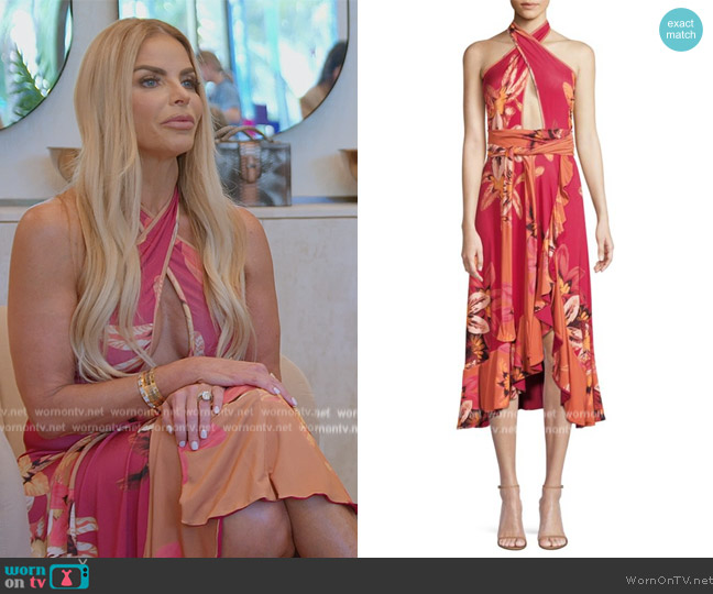 Patbo Jersey Floral Halter Wrap Dress worn by Alexia Echevarria (Alexia Echevarria) on The Real Housewives of Miami