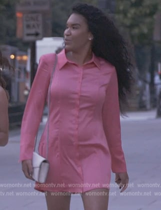 Deborah Williams’ pink mini shirtdress on The Real Housewives of Potomac