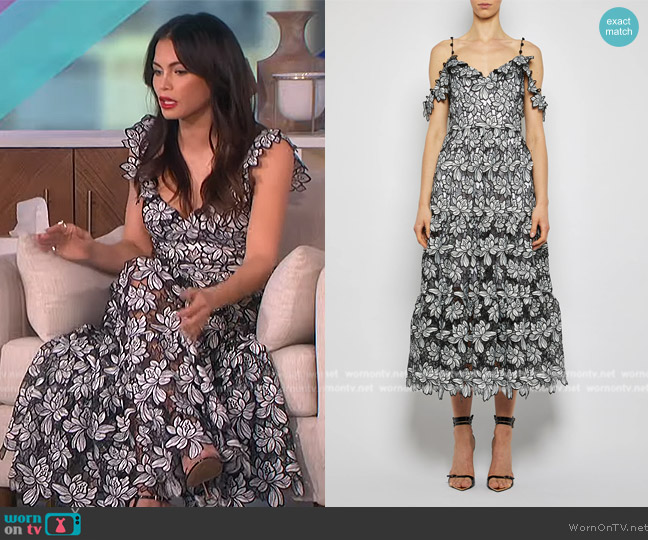 Prabal Gurung Ruffle Tiered Midi Dress worn by Jenna Dewan on The Talk