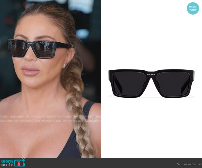 Prada Runway rectangle-frame sunglasses worn by Larsa Pippen (Larsa Pippen) on The Real Housewives of Miami
