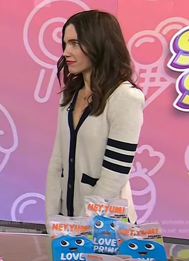 Rachel Krupa’s white contrast sleeve cardigan on Today