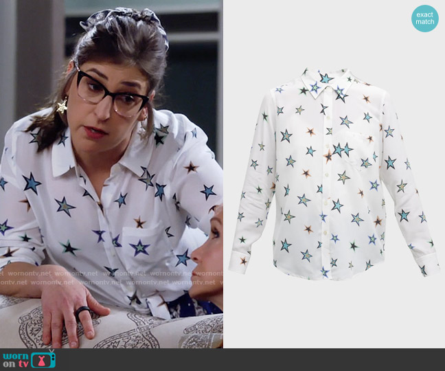Rails Kate Shirt in Ivory Cosmic Stars worn by Kat Silver (Mayim Bialik) on Call Me Kat