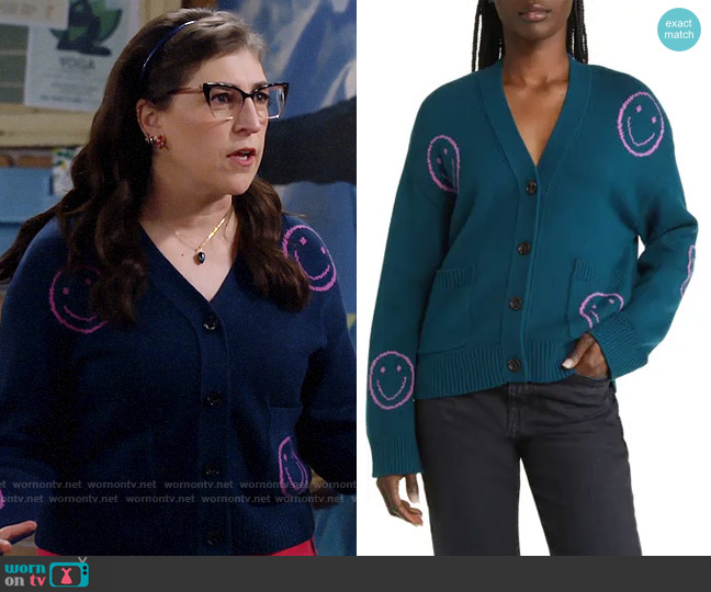 Rails Reese Cardigan in Forest worn by Kat Silver (Mayim Bialik) on Call Me Kat
