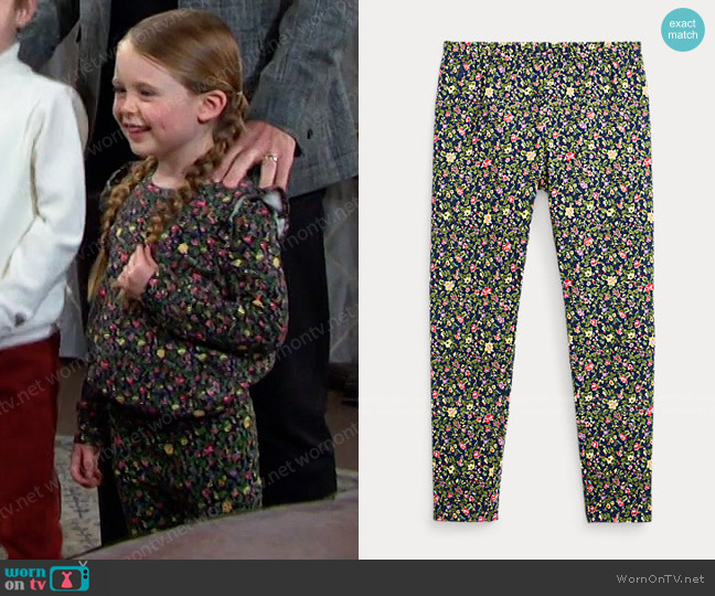 Ralph Lauren Floral Organic Cotton-Blend Legging worn by Charlotte DiMera (Oakley Rondou) on Days of our Lives