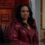 Randi’s red leather puffer jacket on Call Me Kat