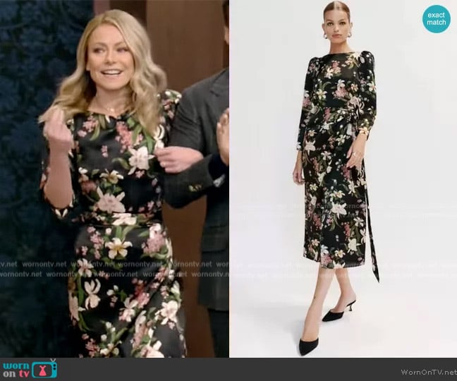 Reformation Cassis Silk Dress in Magnifica worn by Kelly Ripa on Live with Kelly and Mark