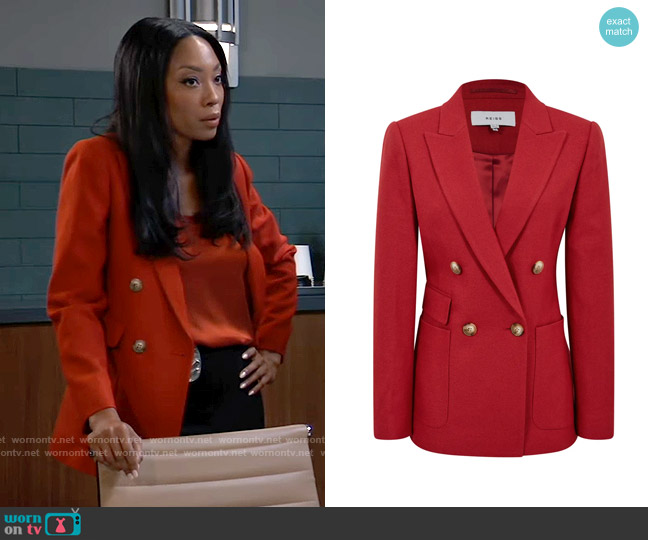 Reiss Lola Blazer worn by Jordan Ashford (Tanisha Mariko Harper) on General Hospital