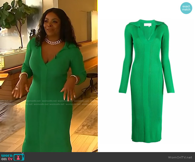 Remain Birger Christensen Ribbed-Knit V-Neck Dress worn by Janelle James on Access Hollywood