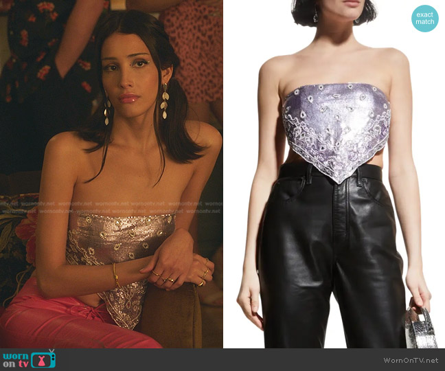 Retrofete Milos Beaded Handkerchief Top worn by Luna La (Zión Moreno) on Gossip Girl