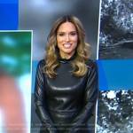 Rhiannon’s black leather sheath dress on Good Morning America