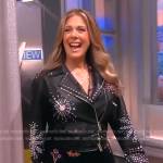 Rita Wilson’s black embellished moto jacket on The View