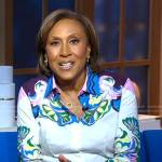 Robin’s white print blouse on Good Morning America